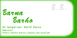 barna barho business card